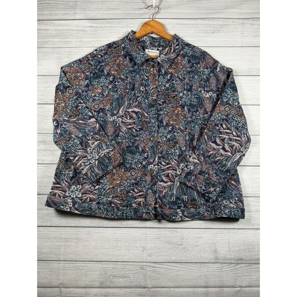 Vintage Westbound II 3X Floral Tapestry Button Front Jacket Cotton Blend 4069